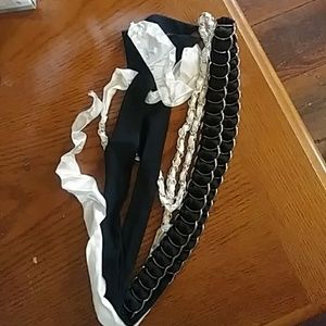 Black and white chain ribbon belts